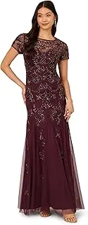 [Adrianna Papell] Women's Beaded Godet Long Dress