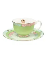 [Maxwell & Williams] Wicked Pink Goes Good With Green Demi Cup & Saucer 85ml Set of 2 Elphaba Gift Boxed