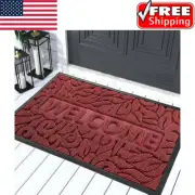 Yimobra Welcome Front Door Mat Outdoor, Heavy Duty 29.5 x 17 Inch, Wine Red .