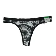 NWT JENNI Thong Size L Black & White Tie-Dye Cotton Blend