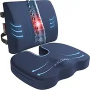 FORTEM Office Chair Cushion and Back Support for Office Chair, Lumbar Support Pillow, Memory Foam, Non Slip Sitting and Back Rest for Gaming, Car Seat Cushion, Chair Pad
