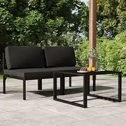 Generic 3 Piece Garden Lounge Set with Cushions Aluminium Anthracite,3107782