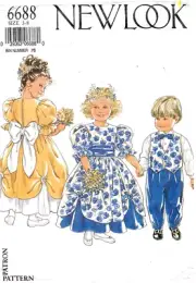 1980's New Look Children's Dress,Waistcoat,Trousers Pattern 6688 Size 3-8 UNCUT
