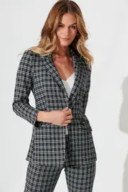 Workflow Stretch Blazer Full Length Sleeve in Black Check 10