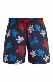 Vilebrequin Men's Tortues Multicolores Swim Trunks in Bleu Marine at Nordstrom, Size Small