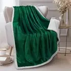 Sherpa Fleece Throw Blanket for Couch, 50 x 60 Inches - Throw Emerald Green
