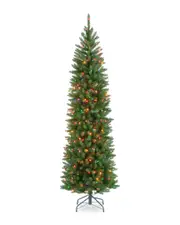 National Tree Company 6.5ft Kingswood Fir Pencil Tree with Multicolor Lights