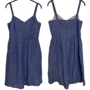 Cynthia Rowley 100% Linen Adjustable Strap Pocket Blue Dress Size Small