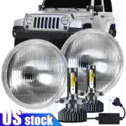 For Jeep Wrangler JK LJ TJ CJ Pair DOT 7" inch LED Headlight Hi/Lo Beam (for: Jeep)