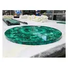 Green Malachite Stone Round End Sofa Side Table Top Inlay Work Patio Home Decors