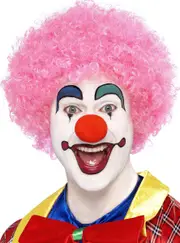 Crazy Pink Clown Afro Mens Costume Wig