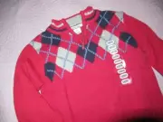 nwt Hartstrings crimson argyle zip neck sweater baby boy 18 m free ship USA