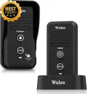 Wireless Intercom Doorbell for Home Waterproof 1/2 Mile Range Rechargeable Black