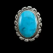 Size 10 Large Blue Kingman turquoise statement ring Sterling silver Navajo