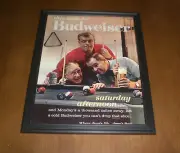 1965 BUDWEISER BEER FRAMED COLOR SHOOTING POOL AD PRINT