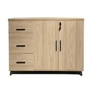 Birch Office Storage Filing Cabinet With 2 Swing Doors and 3 Drawers