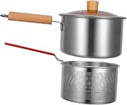 FONDOTIN 1Set Stainless Steel Deep Fryer with Fry Basket and Lid Ergonomic Cooking Pot for Household Use Portable Deep Frying Kettle for Effortless Cooking and Oil Saving