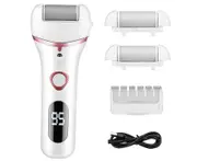 Electric Foot File Rechargeable Waterproof Hard Skin Remover Foot with 3 Rollers Foot Files for Hard Skin and Dead Skin - White