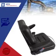 Universal PU Seat w/ Armrest for Excavator Forklift Tractor Dozer Digger Backhoe
