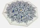 Mother of Pearl Inlay Work Coffee Table Top Octagon Marble Corner Table for Lawn