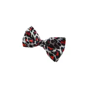 Mens Silver Leopard Print Patterned Bow Tie