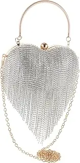 [GAROZATION] Chic Evening Handbag with Detachable Chain Elegant Tassel Heart Design Wedding Purse Formal Event Clutch for Women Unique Accents Versatile Styling Options
