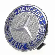 Mercedes Benz 75mm Center Wheel Caps Rim Emblem Logo Blue - Set of 4