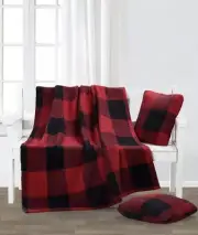 Artemis Holiday Decorative Red Black Plaid 3 pc set Pillows & Throw 50 X 60 NEW