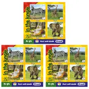 3x Frank Educational Play & Learn Puzzles In the Jungle 17.5cm Jigsaw Game 4+