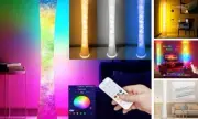 Floor Lamp, 61'' Smart RGB LED Corner Lamp with Music Sync and Round RGB Lamp