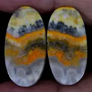 (13X27X4 MM) 35.80 Cts. NATURAL BUMBLE BEE JASPER MATCHED PAIR CABOCHON GEMSTONE