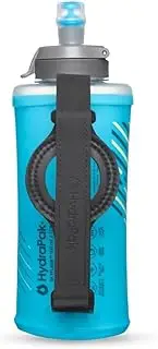 HydraPak SkyFlask Speed 500ml - Lightweight Collapsible Handheld Running Water Bottle Soft Flask - (500 ml/16 oz) - Adjustable Handstrap With Thumb Loop, Spill-Proof Cap, Malibu Blue