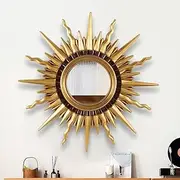 Minimalist Sun Shape Mirror 71cm Gold Sunburst Wall Accent HD Modern Decorative Piece for Living Room Entryway Gallery Unique Artistic Design