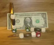 #3 three Roach Clip Dice/Die Wood & Bead CANNABIS Leaf Engraved Image P16