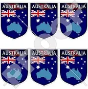 Australia Australian Shield Aussie 1.6" (40mm) Vinyl Bumper-Helmet Stickers, Decals x6