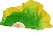 [Hcclijo] Real Silk Veil Fan Belly Dance Costume Accessories Prop Light Weight Double Sided Round Circle Moon Fan