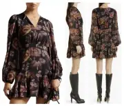 Ted Baker Women Piara Assymetrical Tier Ruffle V Neck Ties Dress EU 0 US 2 $295
