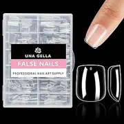 UNA GELLA Extra Short Square Nail Tips XS Short Square Gel Tips 216pcs Press On Nails Full Cover 12 Sizes Clear Fake Nails Extension for Home DIY Nail Salon Soft Gel Tips
