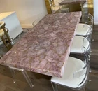 Rose Quartz with Golden Foil Living Room Table Top Square Resin Coffee Table