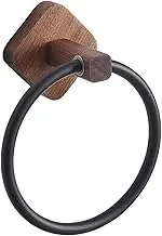 Towel Ring - Modern Towel Rack, Walnut Ring, Wall Mounted Holder for Bathroom, No Punching Hand Holder