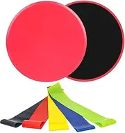 2 Pack Core Exercise Sliders - with 5 Levels Resistance Bands, Dual-Sided Gliding Discs for Stretching, Strength Training, Stability and Core Workouts