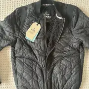 Prana Diva Varsity Jacket XS Black Sherpa Lined Womens Bomber Zip Up Coat