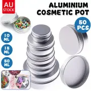 10 15 50ml Aluminum Empty Cosmetic Pot Lip Balm Wax Jar Tin Silver Container AU
