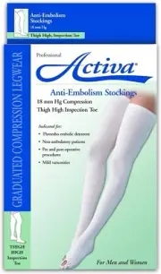 Activa Anti Embolism Open Toe Thigh High Stockings 18mmHg (White) Med or Large