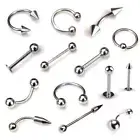 Bar Ring Labret - Stainless Steel Eyebrow Navel Belly Lip Tongue Nose Ring 5PC