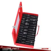 35pcs Deep Impact Socket Set Drive 8-32mm Metric Garage Sae With Case 1/2" Inch