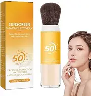 Mineral Sunscreen Setting Powder, SPF 50 Brush Sunscreen Powder for Face & Scalp, Long Lasting Lightweight Breathable, Oil Control Natural Matte Finish (1pcs)
