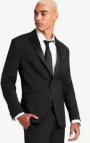 Reaction Kenneth Cole Men's Suit Black 2 Piece 42S 35W Satin Notch Lapel 2B