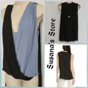 NWT BCBG MAXAZRIA SIZE M ANTONELLA COLORBLOCK HIGH-LOW FAUX-WRAP TOP