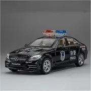 Die-cast Metal Diecast 1:32 for Benz C260 Mini Police Car Model Sound Light Pull Back Rubber Tires Simulation Vehicle Presents Miniature Vehicle